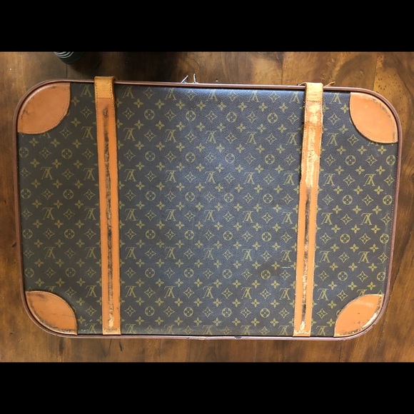 Louis Vuitton large antique suitcase with LV print - Picture 2 of 8